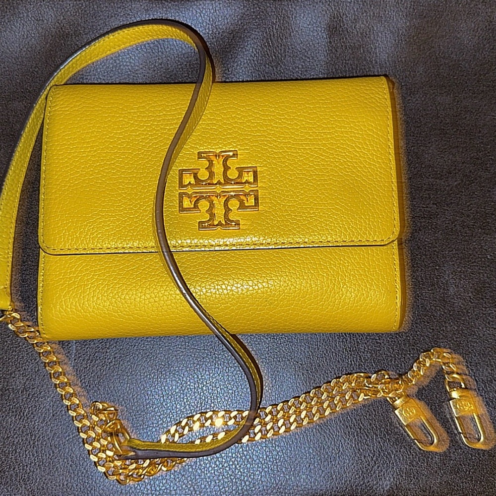 Tory Burch Yellow Crossbody Bag with Gold Chain
